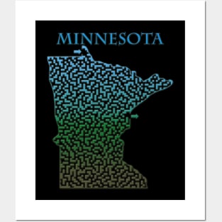 Minnesota State Outline Maze & Labyrinth Posters and Art